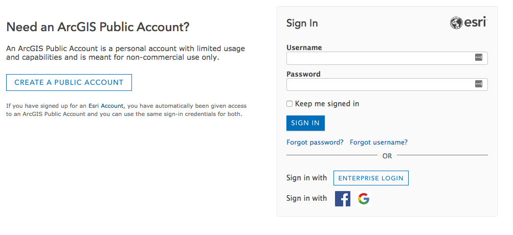 Signing into ArcGIS Public